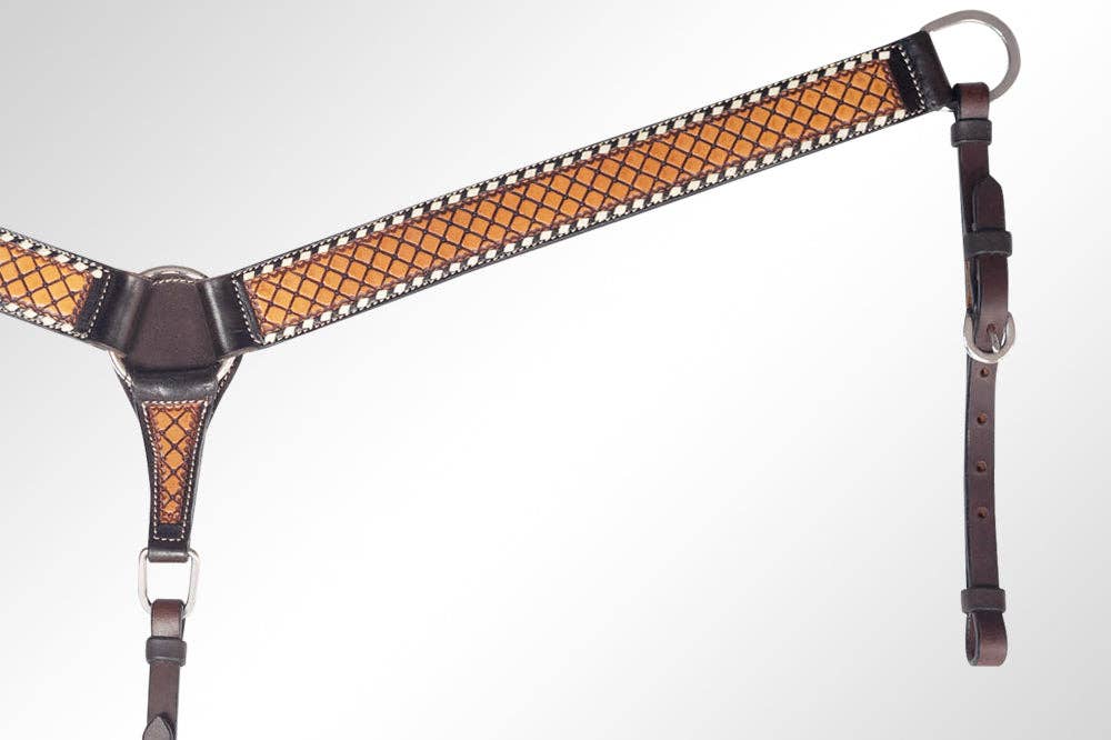 Western Leather Breast Collar- Basket