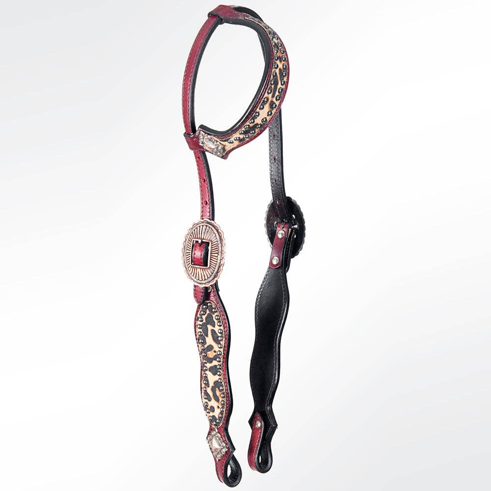 Cheetah Inlay Hair-on-Hide Headstall
