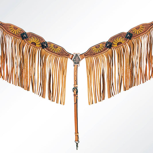 Western Leather Breast Collar with Fringe