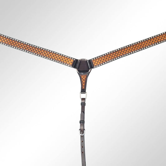 Western Leather Breast Collar- Basket