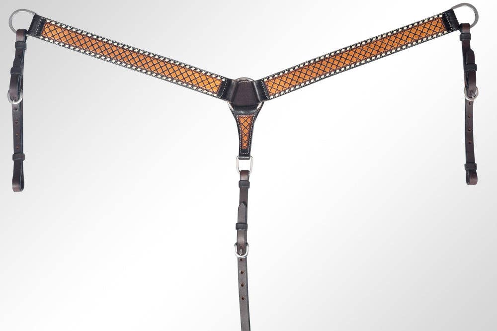 Western Leather Breast Collar- Basket