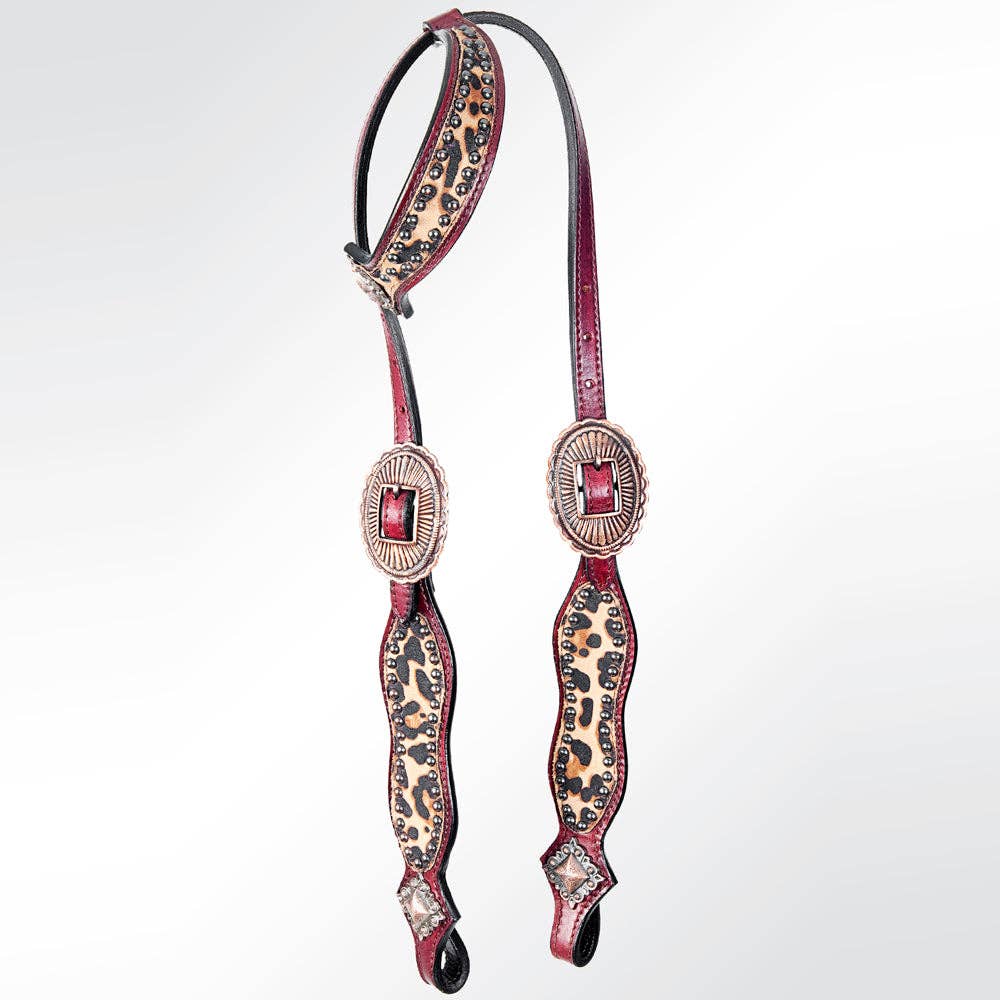 Cheetah Inlay Hair-on-Hide Headstall